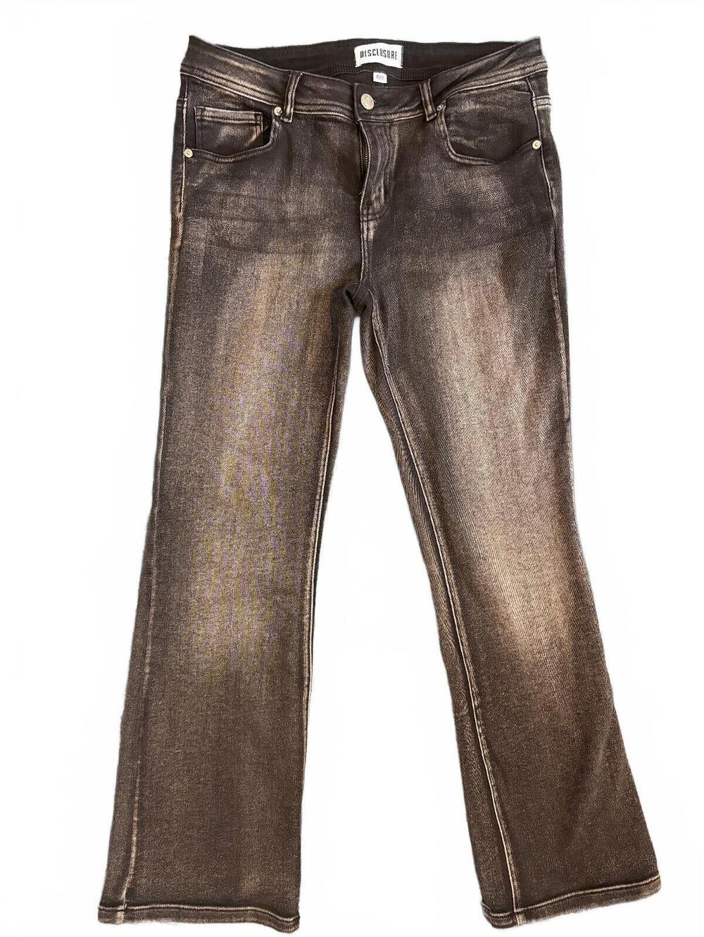 Disclosure Junior's Black Faded Denim Boot Cut / Straight Leg Jeans Size 13/31
